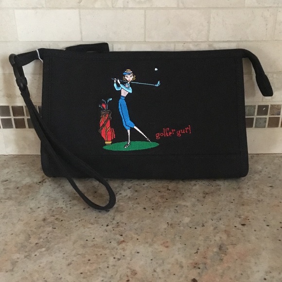 Vintage Marlo Sport Golfer Gurl Canvas Zip Top Embroidered Accessory Bag - Picture 2 of 10